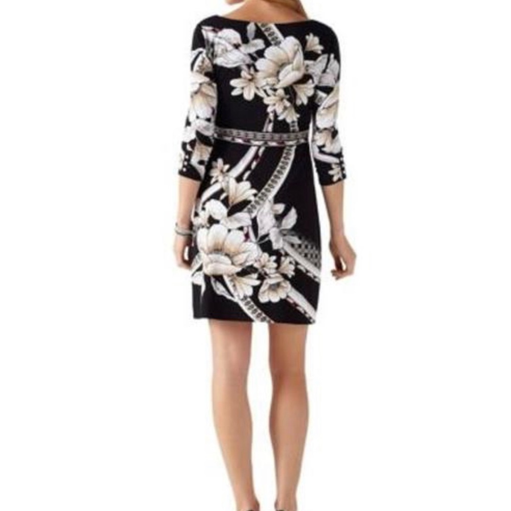WHBM Floral Scarf Print Black & Tan Dress - Picture 2 of 6